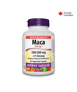webber naturals maca energy with ginseng 500/200 veg caps 90's