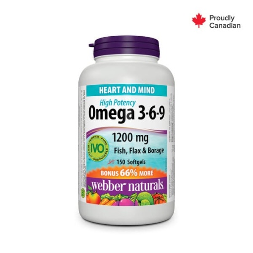 webber naturals omega 3-6-9 1200mg fish,flax &borage softgels 150s