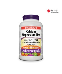 webber naturals calcium magnesium zinc caplets 200's