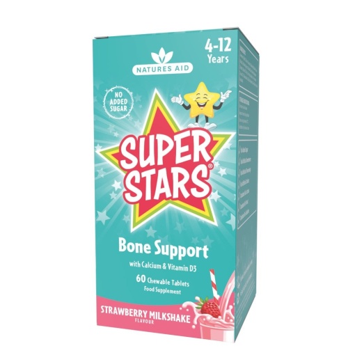nature's aid super stars bone support chewable(strawberry flavour) vegan-60's